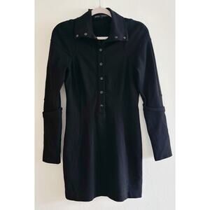 Barbara Bui Black Comfy Button Front Collared Long Sleeve Black Dress Size 40